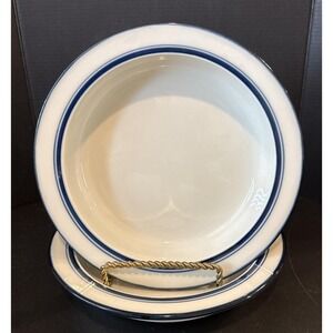 Dansk Bistro Christianshavn Rimmed Soup Cereal Bowls Blue White 8 Inch Japan